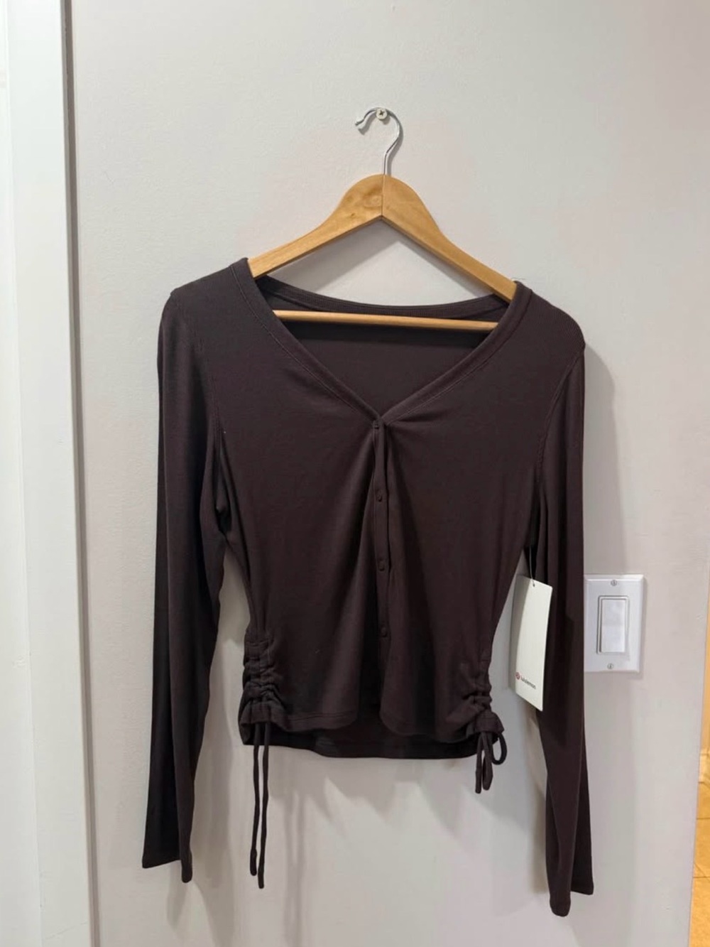 Lululemon Brown Cinched Ribbed Cardigan Size 8 - Picture 2 of 2